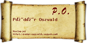 Pádár Oszvald névjegykártya