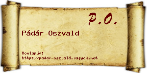 Pádár Oszvald névjegykártya